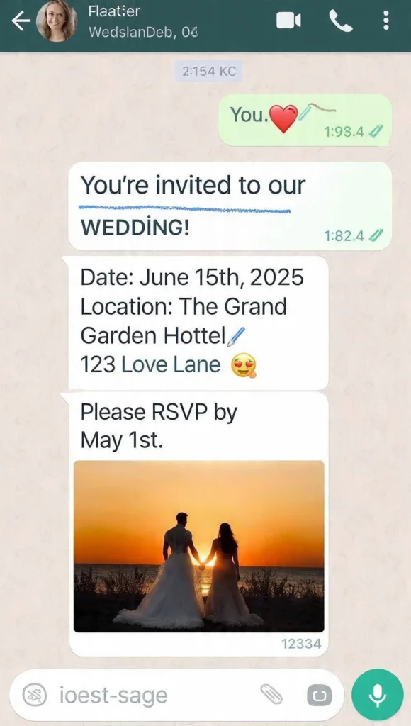 WhatsApp Text Message Wedding Invitations