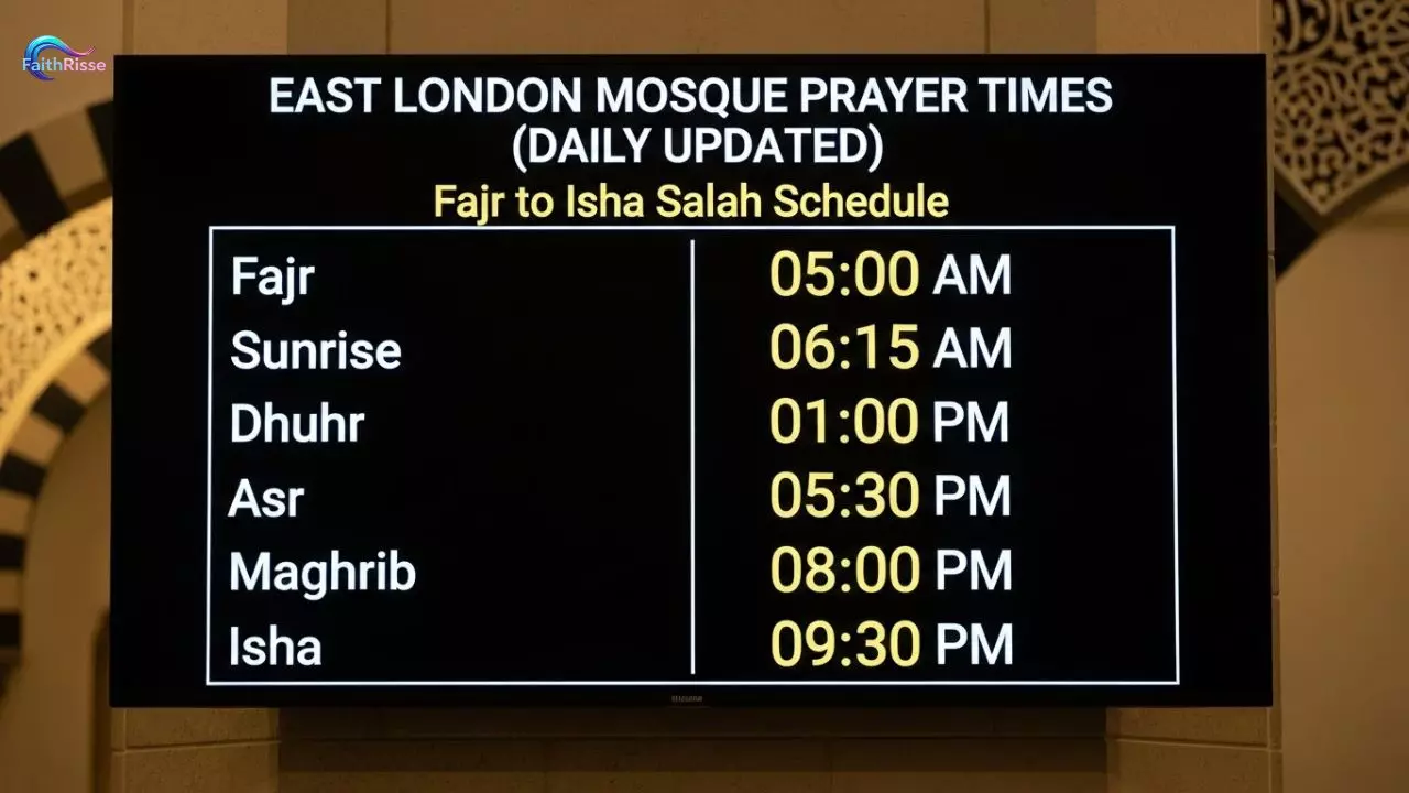 East London Mosque Prayer Times (Daily Updated) – Fajr to Isha Salah Schedule